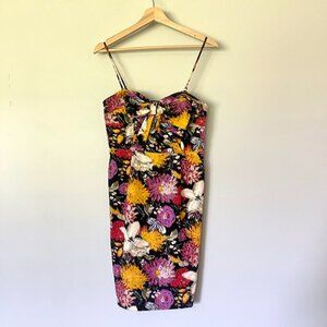 Moulinette Soeurs Dress Size 2 Floral Mini Strapless Bow Black Anthropologie